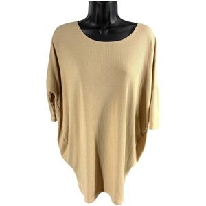Agnes & Dora Beige Ribbed‎ Dolman Tunic Top Womens M NWT Oversized Batwing